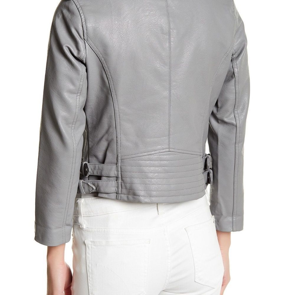 BCBG Faux Leather Front‎ Zip Jacket Gray S - Picture 8 of 8
